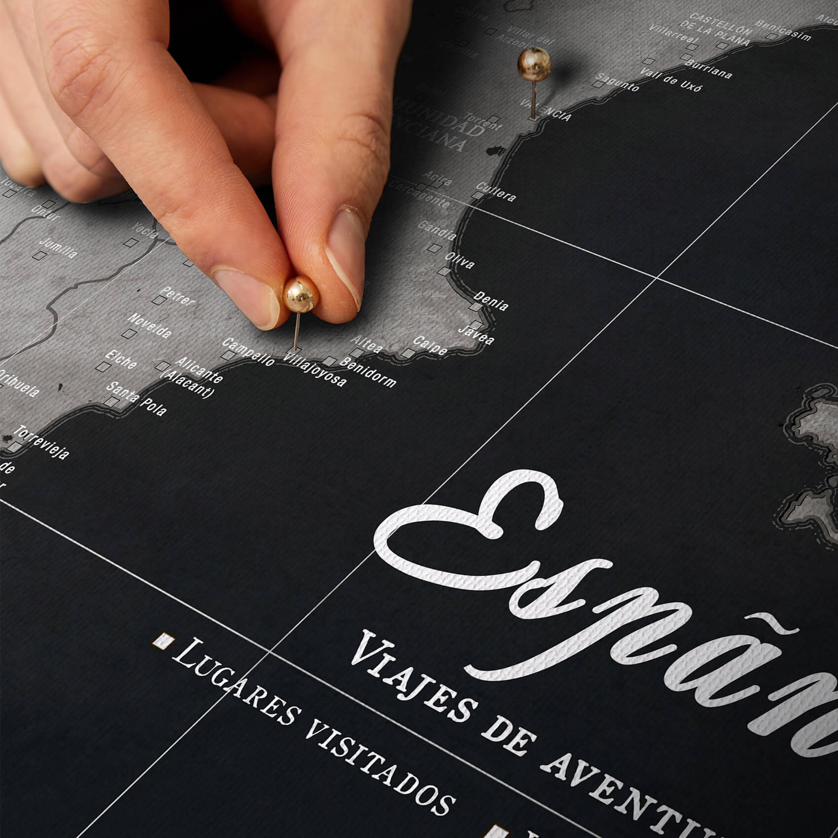 Push Pin Spain Map Graphite Black - Image 2