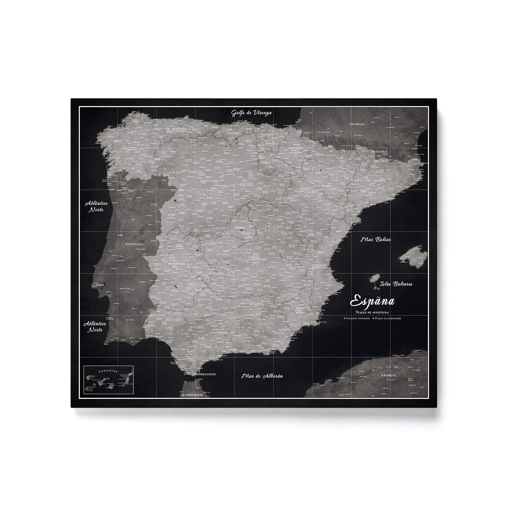 Push Pin Spain Map Graphite Black